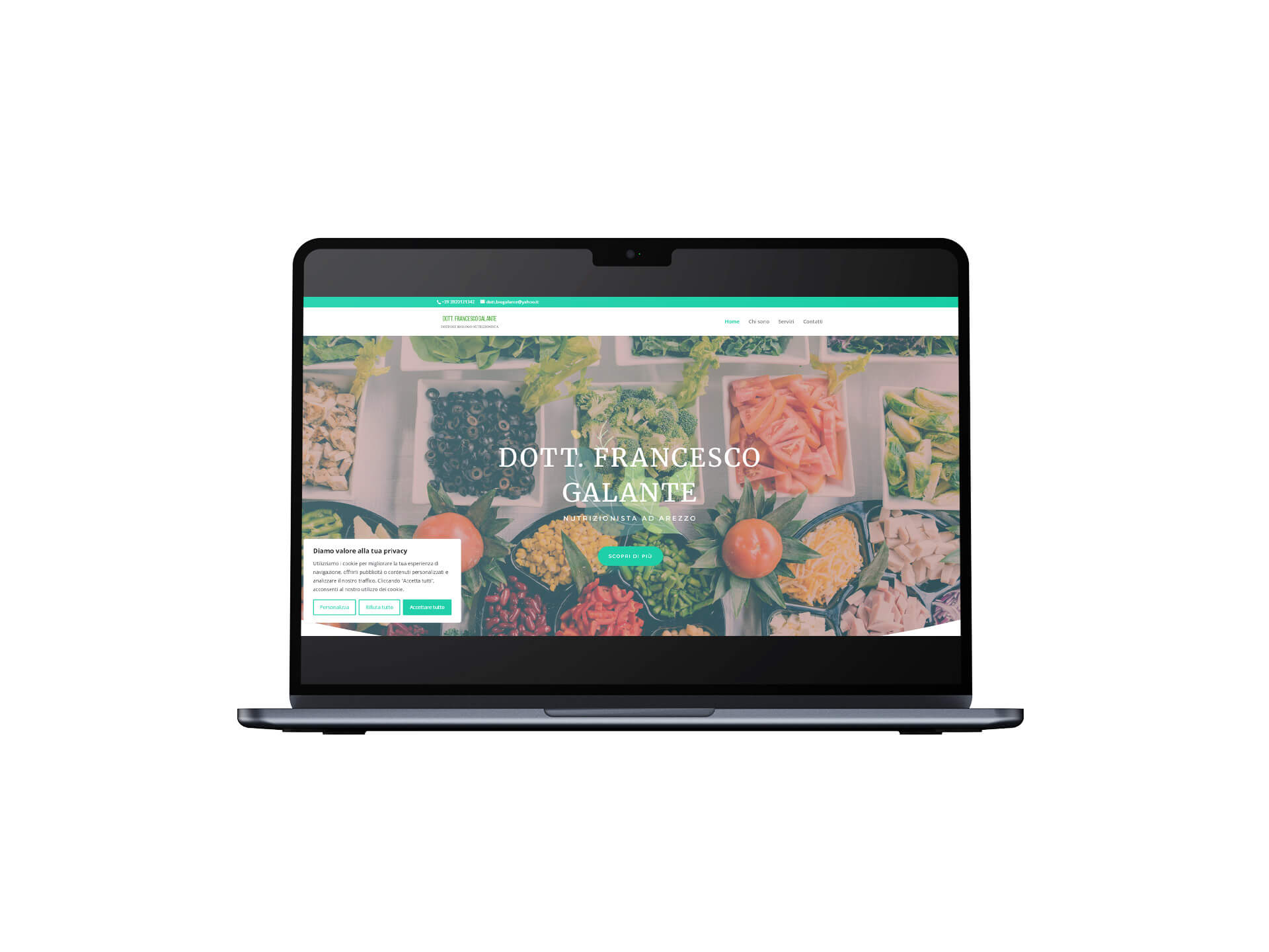 sito Nutrizionista Francesco Galante visualizzazione pc portatile prima schermata