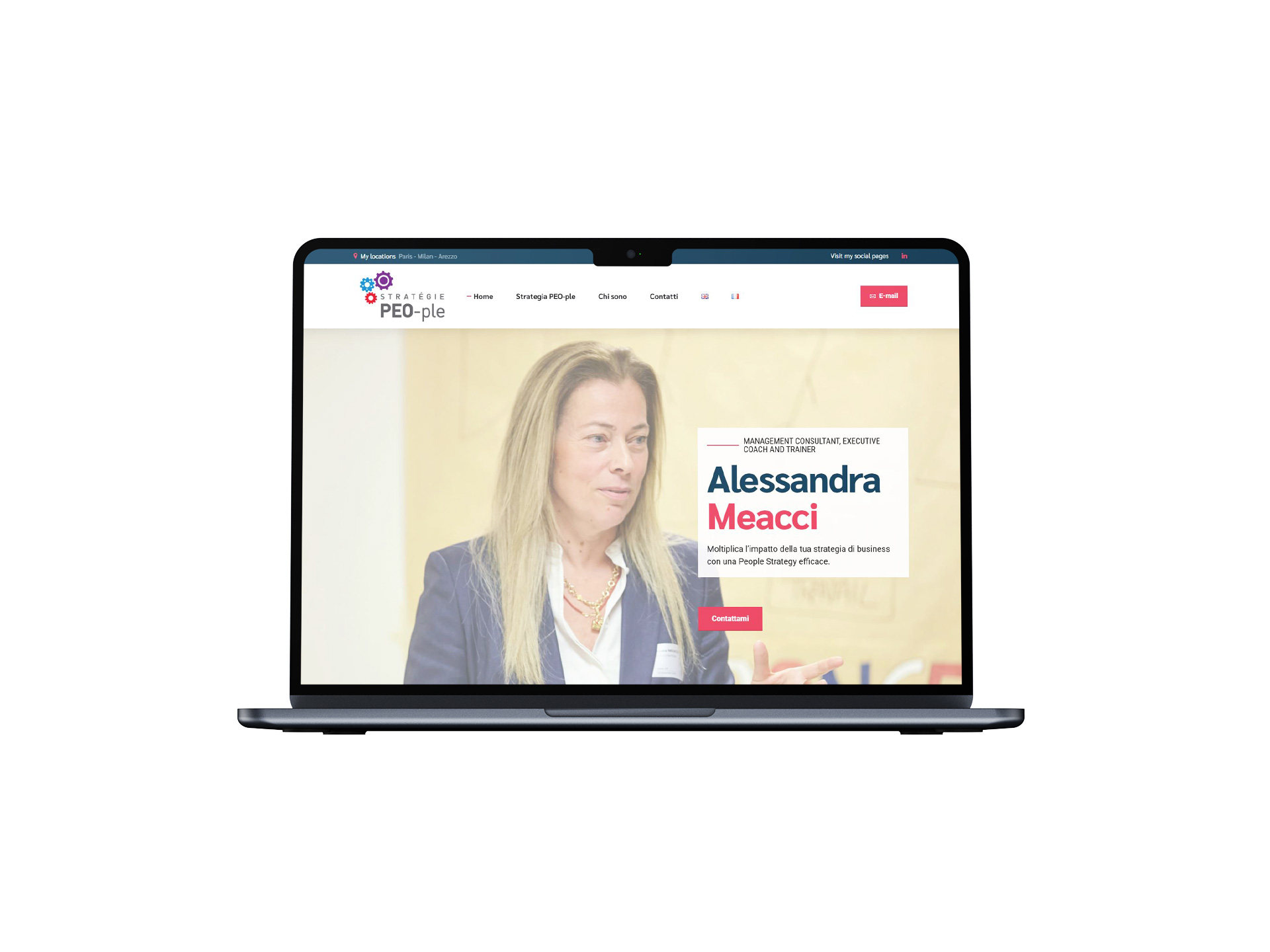 sito Alessandra Meacci visualizzazione pc portatile prima schermata